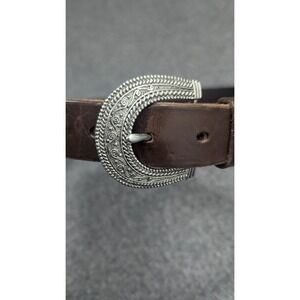 Lauren Ralph Lauren Belt Women's Brown Italian Leather Silver Buckle Equestrian